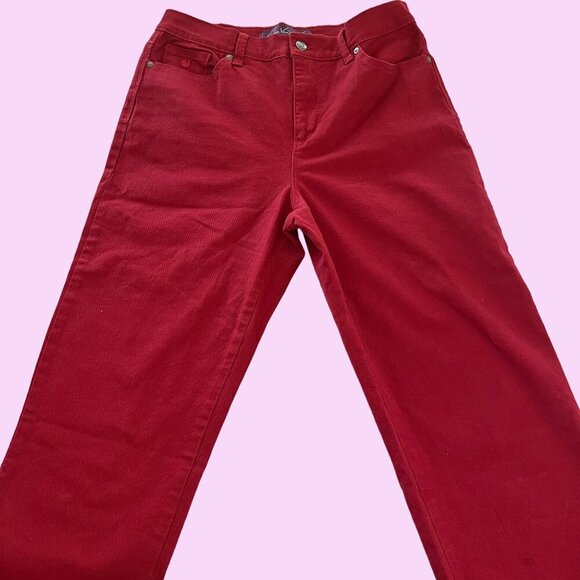 Gloria Vanderbilt Jeans Womens 8 Red Amanda Stretch Classic Rise Tapered Leg - Picture 2 of 14